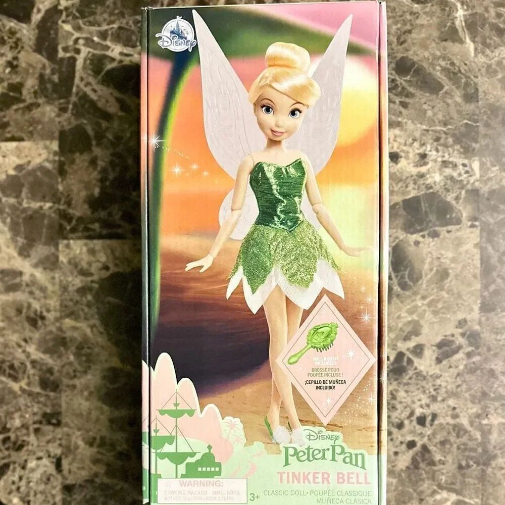 Tinker Bell Classic Doll & Brush Disney Store Peter Pan 10'' NIB Sealed NEW